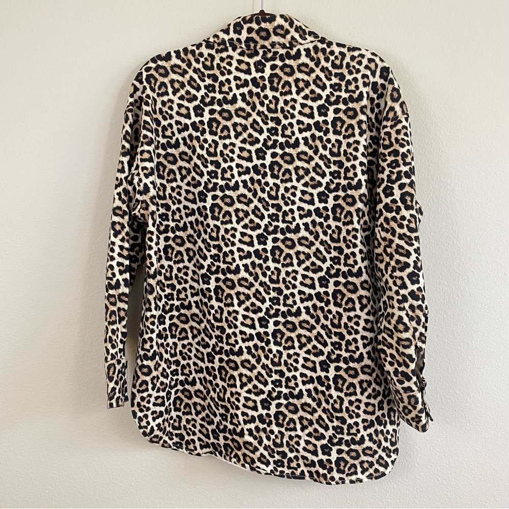 H&M Leopard Print‎ Oversized Cotton Twill Shacket Size Small - Picture 8 of 11